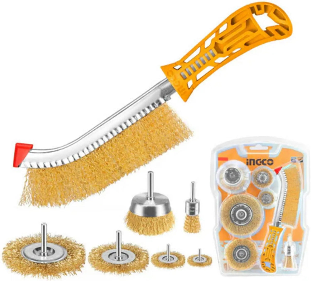 INGCO WB10071 7 Pcs Wire Brush Set – 0.3mm Wire Diameter