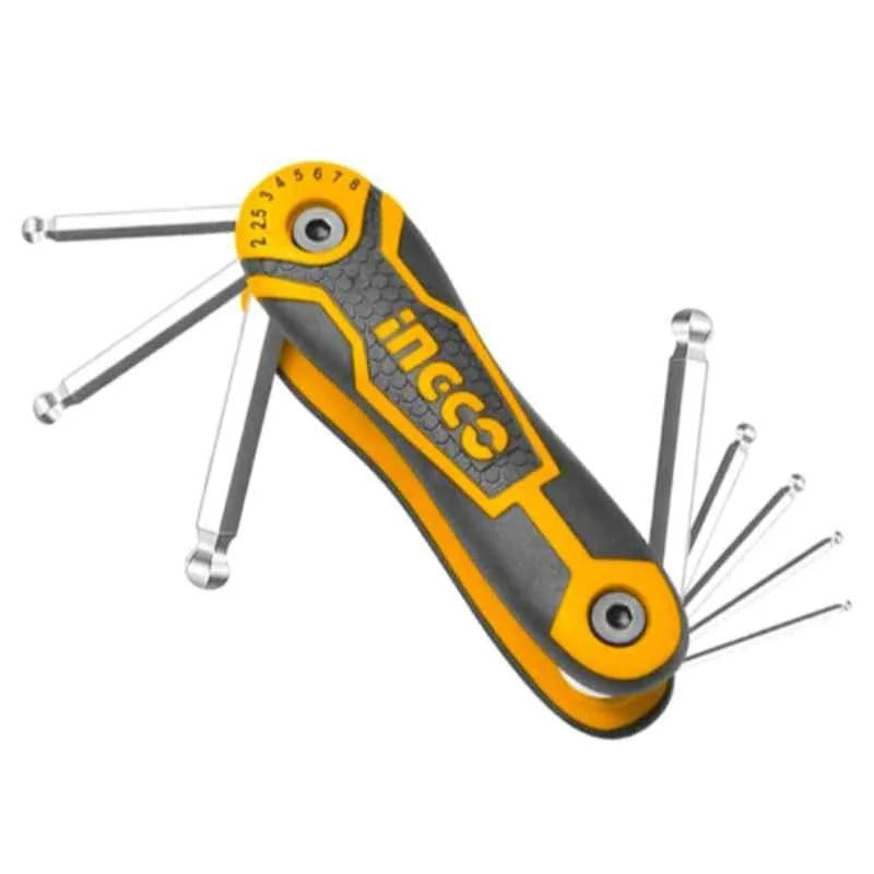INGCO HHK14082 8 Pcs Ball Point Hex Key Set – 2-8mm Cr-V
