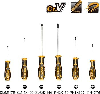INGCO HKSD0628 6 Pcs CR-V Screwdriver Set