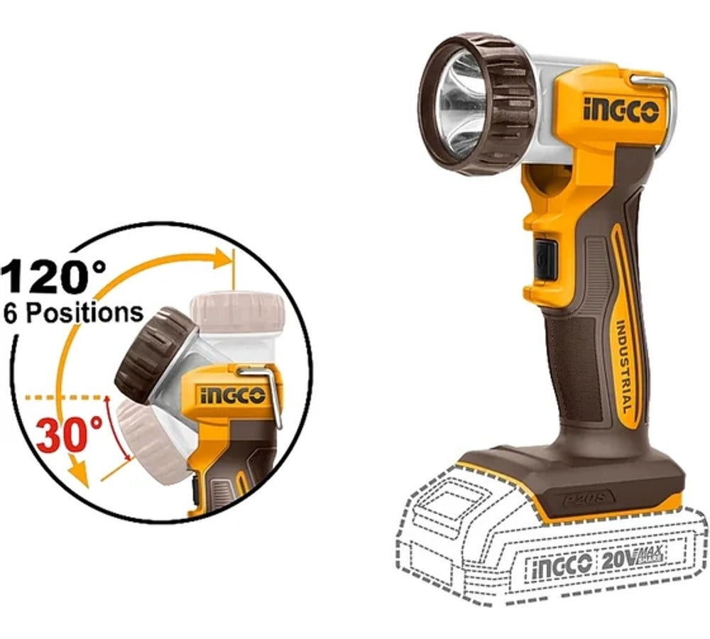 INGCO CKLI20595 20V Cordless Brushless 5-Piece Combo Tool Kit with 2 Batteries, Charger and Accessories