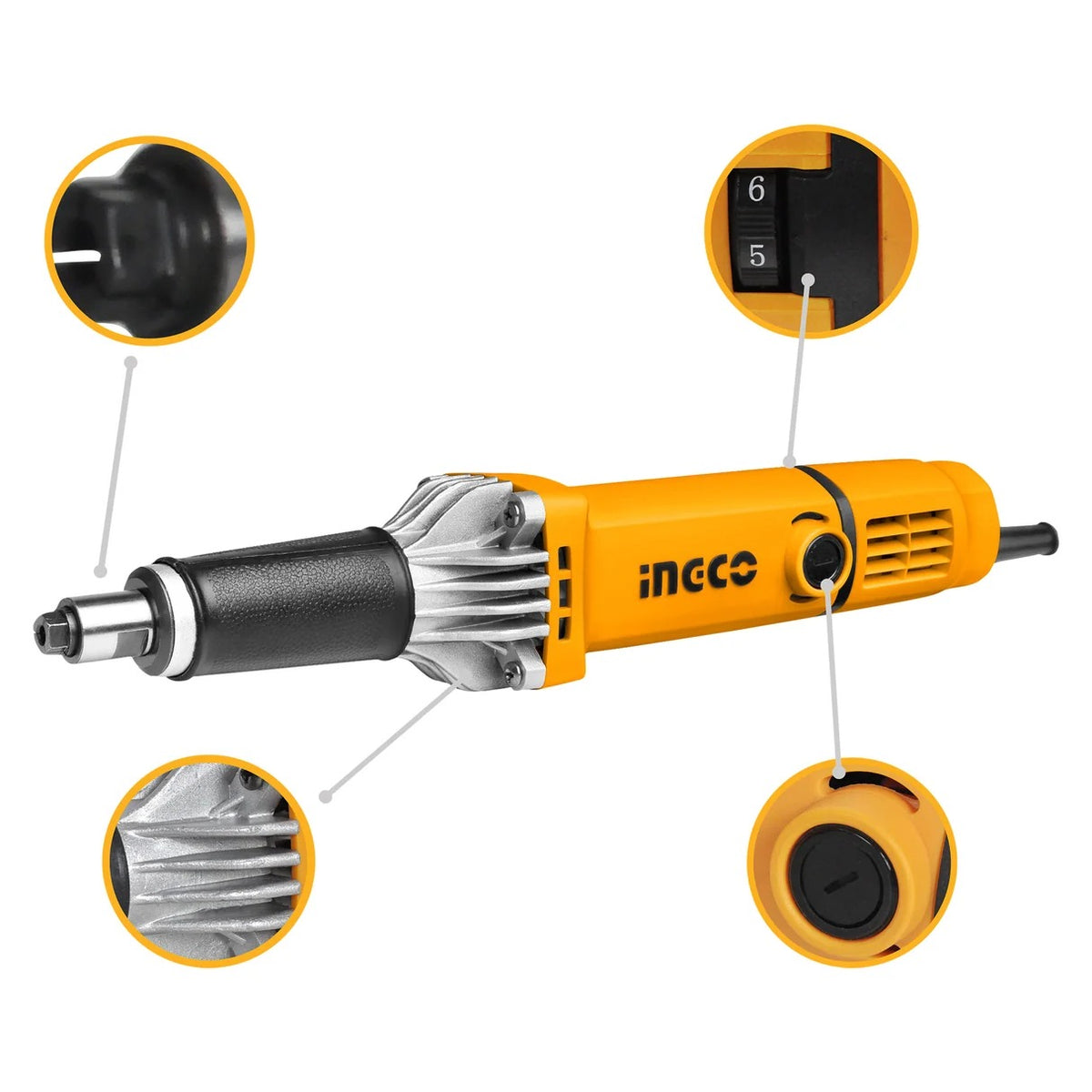 INGCO PDG5501 550W Die Grinder 6mm Collet with 3 Mounted Grinding Points