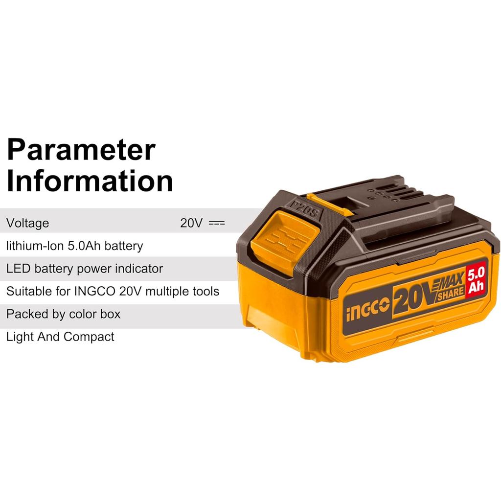 INGCO 20V 5.0Ah Lithium-Ion Battery Kit