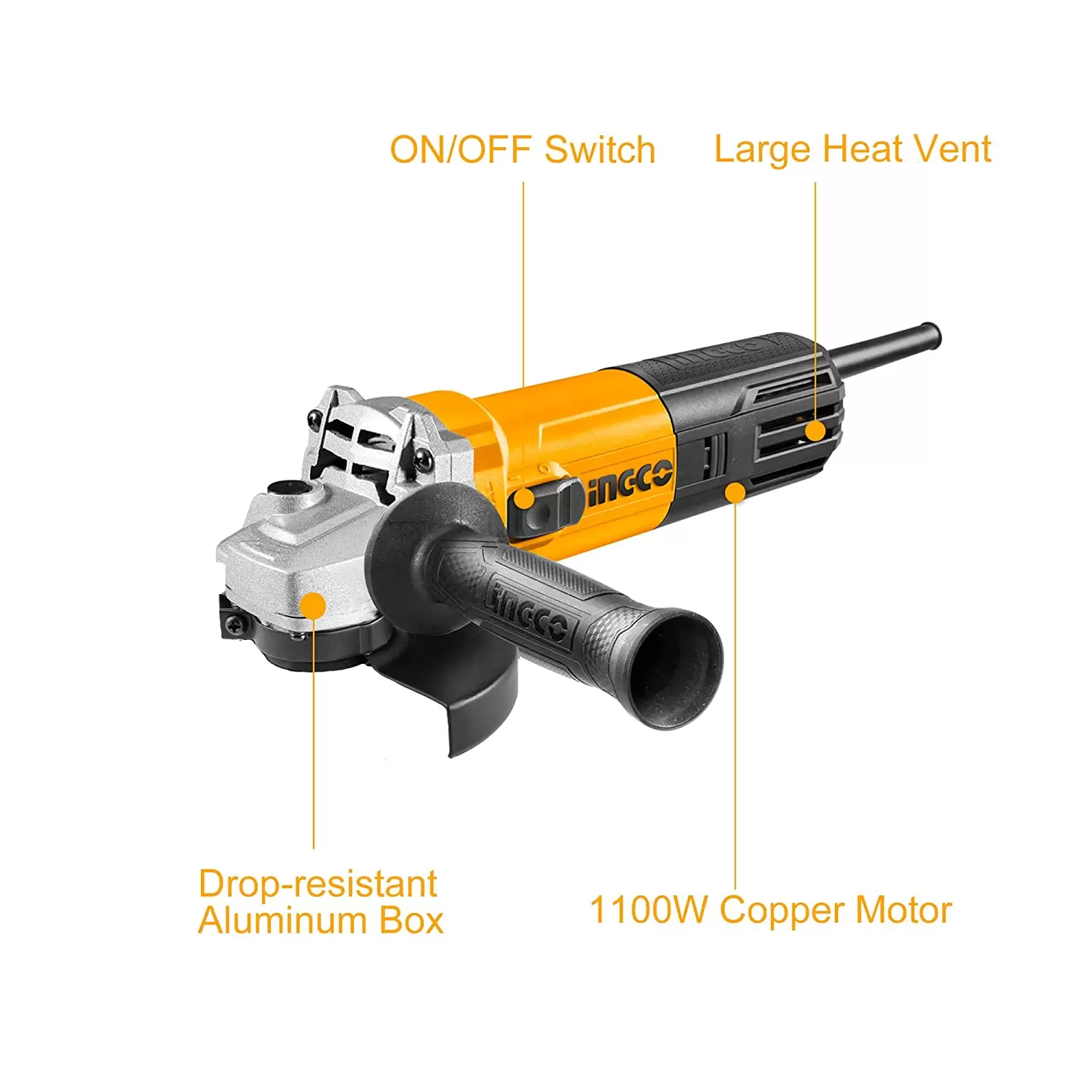 Ingco AG110018 - Angle Grinder 1100W 125mm Corded Power Tools