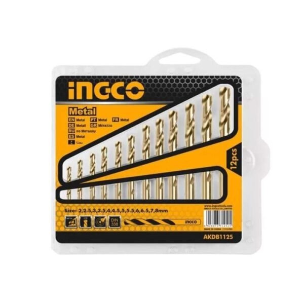 Ingco AKDB1125 - 12 Pcs HSS Twist Drill Bits Set