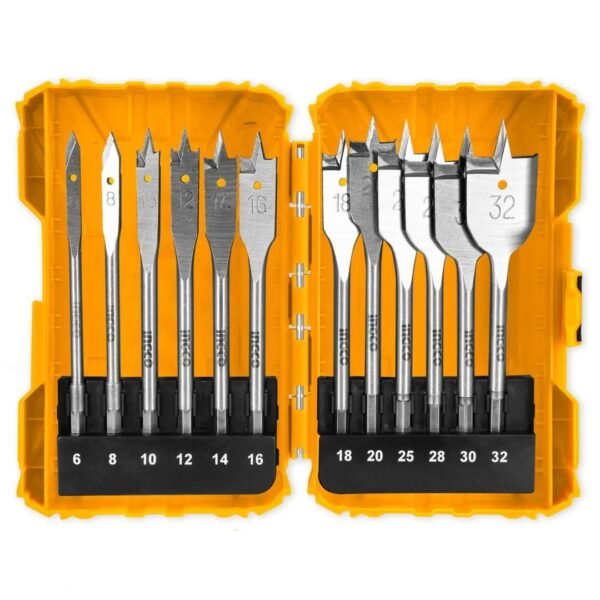 Ingco AKDL1201 - 12 Pcs Flat Wood Drill Bits Set