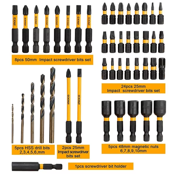 Ingco AKDL24502 - 45 Pcs Impact Screwdriver Bit Set