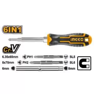 Ingco AKISD0608- 6 In 1 Screwdriver Set