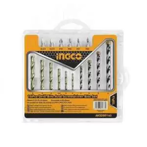 Ingco AKSDB9165 - 16 Pcs Drill Bits & Screwdriver Bits Set