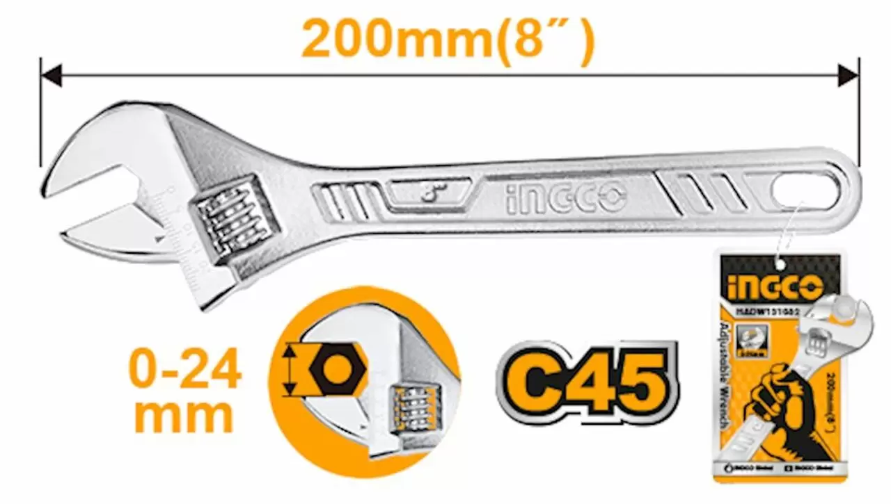 Ingco HADW131082 - Adjustable Wrench