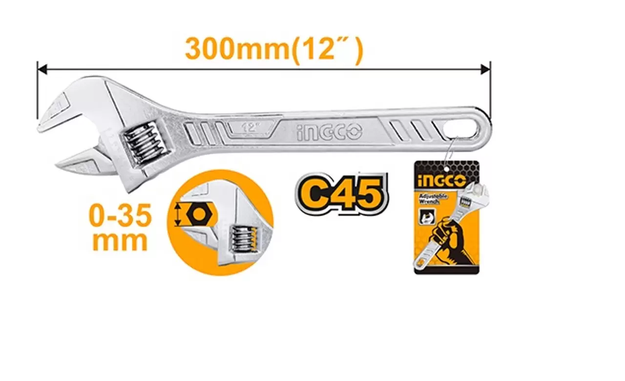 Ingco HADW131122 - Adjustable Wrench