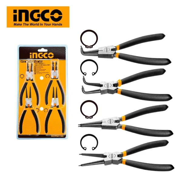 Ingco HCCPS01180 - 4 Pcs Circlip Pliers Set